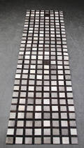 Patchwork tæppe af koskind. 295 x 80 