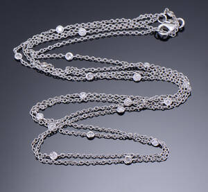 Brillanthalskæde ca 0.32 ct af 18 kt hvidguld, ca 90 cm