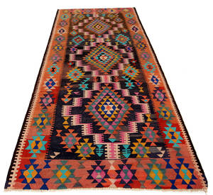 Handknuten persisk matta, Harsin-Kelim 297 x 138 cm
