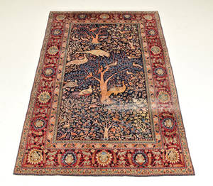 Figural persisk Tabriz tæppe, ca. 263x164 cm.