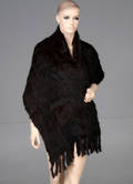 Sjal  stola i strikket mørkebrun mink