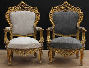 Karmstolar, ett par, rokokostil 2