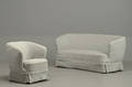 Sofa og lænestol, grånistret uld