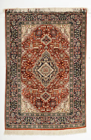 Persisk Qum silketæppe, 150x101 cm.