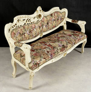 SOFFA, 3-sits, vitlackerat trä, Rokokostil,1900-tal.
