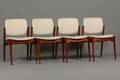 Dansk møbelarkitekt. Sæt spisestole i teaktræ betrukket med uld 4