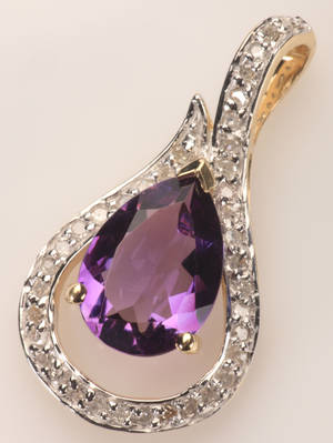 Ametyst - og diamant vedhæng