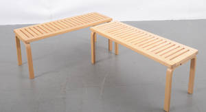 Alvar Aalto. bänkar i björk modell 153A 2