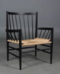 Jørgen Bækmark tremme loungestol med armlæn, sortlakeret, model J82