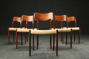 N.O. Møller. Fem stole af rio palisander, model 71 5 