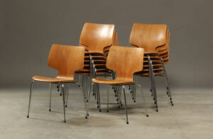 Sæt stabelstole, egetræ 14