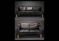 Stouby. Tre-pers. sofa samt to-pers. sofa betrukkede med sort anilin læder 2 