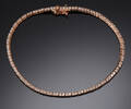 Brillant tennisarmbånd af 18 kt rødguld, ca  1.29 ct 