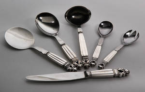 Georg Jensen bestik KongeAcorn. Seks serveringsdele 6