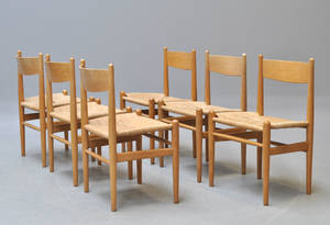 Hans J. Wegner. Sæt på seks stole af eg, model CH-36 6