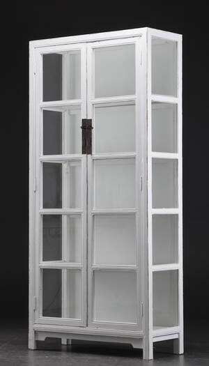 Vitrineskab, hvid antikbemaling 