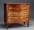 Kommode med svungen front. Mahogni, 1800-tallet