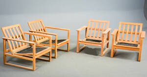 Børge Mogensen. Fire Slædestole med stel af egetræ 4