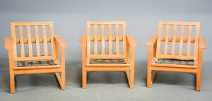 Børge Mogensen. Tre Slædestole med stel af egetræ 3
