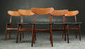Fem stole, teaktræ og sort skai, dansk møbelproducent 5