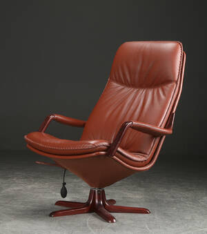 Lænestol, læder og bejdset bøg 